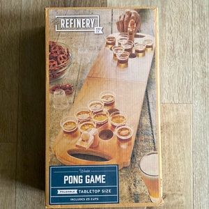 Refinery and Co Wooden Pong Game Foldable Tabletop Size Includes 25 Cups- new